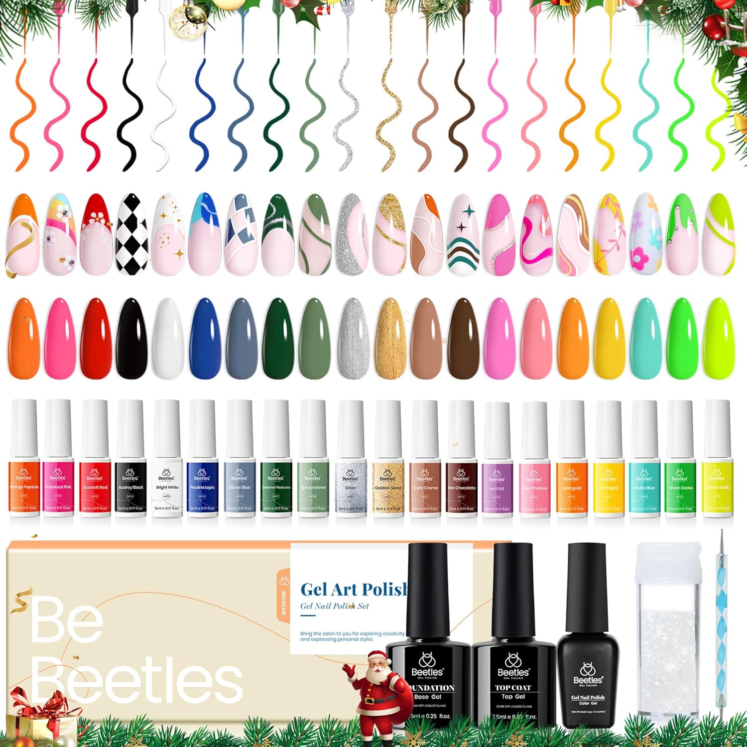 beetles Gel Polish Nail Art Polish Gel Liner Pastel Nail Polish White Black Red Glitter Neon Gel Nail Polish Paint Swirl Built Thin Brush in Bottle Soak off Uv Gold Gel Nail Women Gifts
