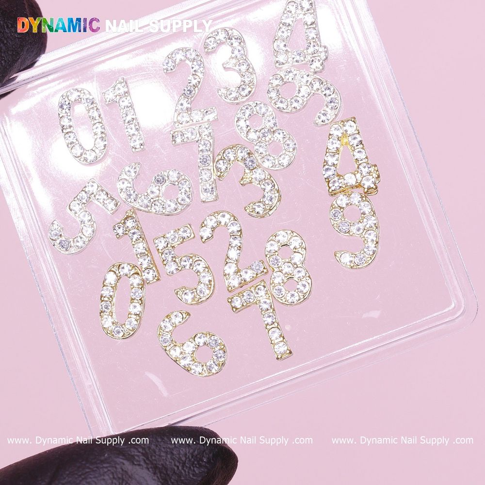 Gold and silver 3D number nail charms - 7