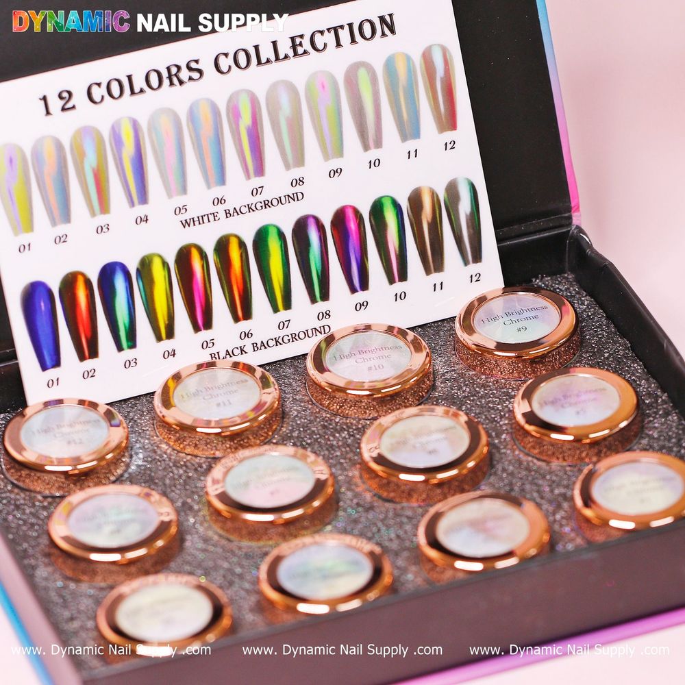 12-color iridescent chrome nail powder set - 2