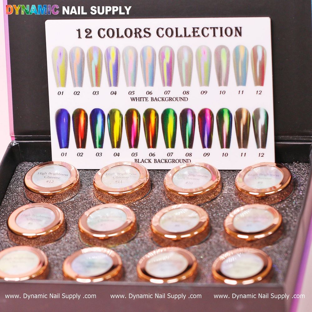 12-color iridescent chrome nail powder set - 4