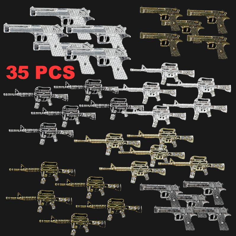 Salon Workflow: Weapons Nail Charms Set for Themed Services